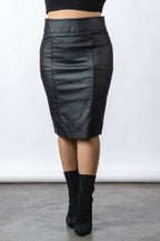 Boss Lady Faux Leather Skirt-Plus - Boss Mrs Co - Skirts